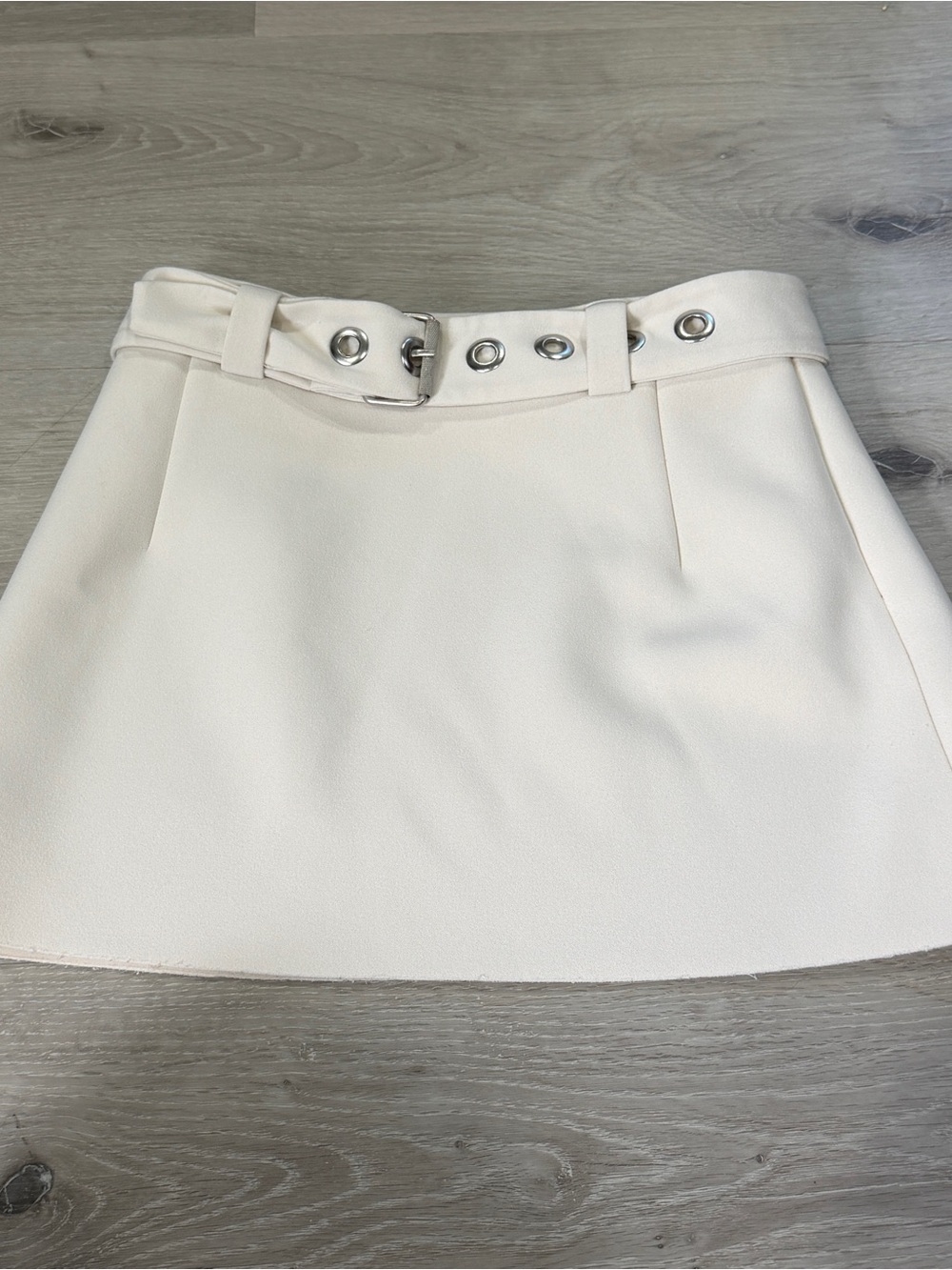 Princess Polly Cream Eyelet-Belt Mini Skirt